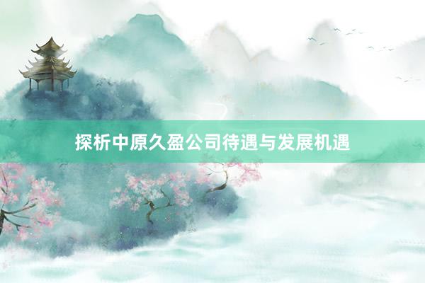 探析中原久盈公司待遇与发展机遇